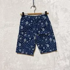 キッズ L（135〜145cm）ネイビー パターン柄 ハーフパンツ