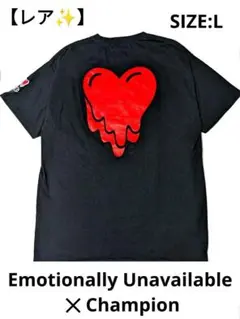 Emotionally Unavailable　✕　チャンピオン Tシャツ　黒