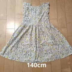 女の子　140　花柄　夏服　ノースリーブ　ワンピース　ミモザ