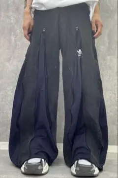 【希少】トラックパンツデニムパンツ再構築 リメイクデニムパンツ