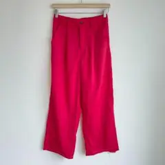 アズノウアズピンキー ポリパンツ ワイドパンツ タック ストレート 赤 ポケット