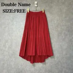新品 ダブルネーム Double Name レッド プリーツ スカート ロング