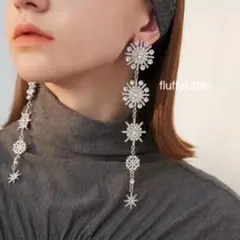 インポート♡ロングジルコニアフラワーピアス