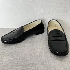 美品 トッズ TOD'S ゴンミーニ 黒 コインローファー 35 エナメルレザー