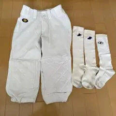ホワイト　野球用パンツ　ソックスセット　ユニフォーム　デサント
