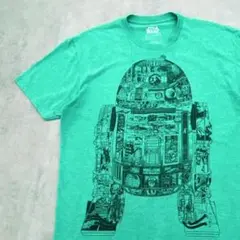 R2-D2　スターウォーズ　プリントTシャツ　古着　グリーン　緑　L