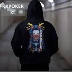 パーカー 裏起毛 黒色 XL 2024 KK POKER 鬼侍 男女兼用