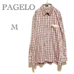 パジェロ PAGELO チェック柄シャツ 【M】ボタンダウン 綿 メンズ 春秋
