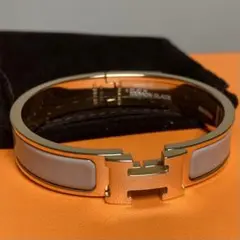 エルメス エナメルブレスレット《クリックH》マロングラッセ×ローズゴールド