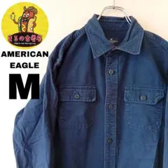 USA古着 AMERICAN EAGLE　ヘビーネルシャツM　ネイビー