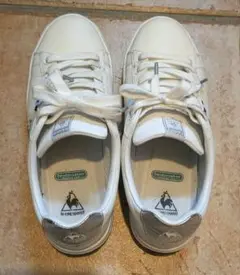 美品　le coq sportif 合成皮革 ホワイト/シルバー