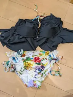 新品未使用 フリルデザイン ブラックビキニ セット Lサイズ