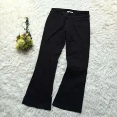 プラントブレンド　カジュアルパンツ　(W64)　黒　綿混　ブーツカット　ボトムス