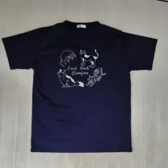 Gommantage 猫イラスト Tシャツ L ネイビー