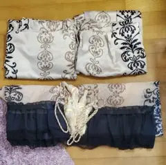 モダンな花柄　カーテンセット　遮光&レース&タッセル　2枚組セット　家具類　個性