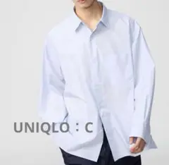 UNIQLO：C ブロードオーバーサイズシャツ/ストライプ 61BLUE