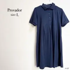 Provador ネイビー ポロシャツ ワンピース L ポロワンピース ゴルフ