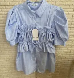 ビスチェ付き　シャツブラウス　L size ブルー