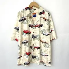 D'EMCRAZY 車柄 アロハシャツ オープンカラー L