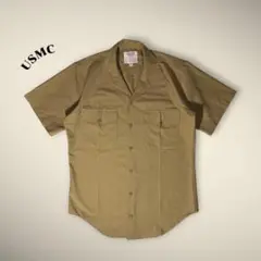USA製 U.S.M.C. ミリタリー 半袖シャツ 開襟 ベージュ M