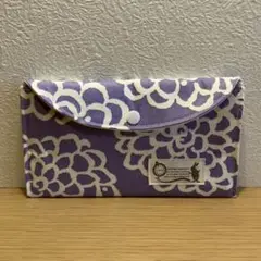 マルチケース　通帳ケース　ハンドメイド　北欧テイスト　ダリア柄