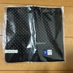 【新品未使用 】バーバリー　ポケットチーフ　ブラック　ホワイトドット　シルク