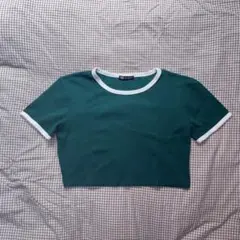 ZARA グリーン クロップドTシャツ