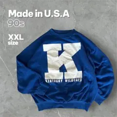 90s USA製 カレッジロゴ スウェット XXL シグナルスポーツ ブルー