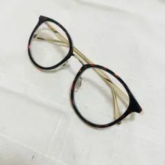 伊達メガネ　べっこう×ゴールド