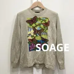 SOAGE ソアージュ 蝶々 刺繍 ニット セーター プルオーバー バタフライ