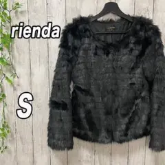 【リエンダ】ノーカラー ファーコート 黒(S) rienda
