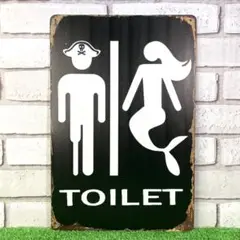 【768番】トイレ TOILETS 海賊 人魚 店舗 ガレージ ブリキ看板