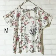 ユニクロ 花柄 半袖チュニック M ピンク 白 スタジオサンダーソン