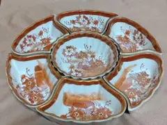 九谷赤絵金襴手のオードブル鉢×七客