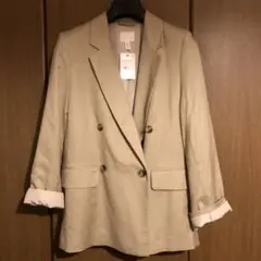 H&M ベージュ ダブルブレスト テーラードジャケット XS