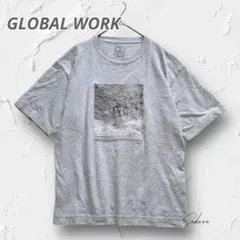 Y4635【グローバルワーク】フォトプリントTシャツ グレー 吸水速乾 半袖