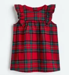 【新品未使用】H&M 赤チェックワンピース　80 秋冬
