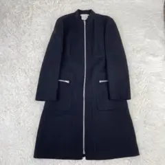【美品・高級】CELINE カシミア混 ロング ウールコート ブラック 40 M