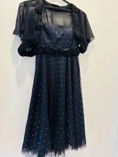 ネイビー ドレス ワンピース　カーディガン付き