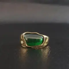ゴールド メキシカン ジュエリー グリーンクリアストーン メンズ 新品