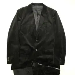 ★極美品★ベロアセットアップスーツ ヘリンボーン 黒 ベルベット