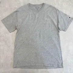 champion【L】アメリカ USA ロゴTシャツ 袖 グレー