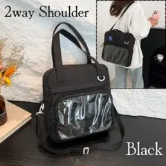 黒 痛バッグ 痛バ 推し活 2way ブラック ショルダーバッグ トートバッグ
