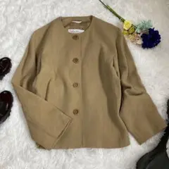 Max Mara ノーカラー テーラードジャケット L ベージュ