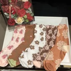 かわいい　花柄　レディース靴下　5足組