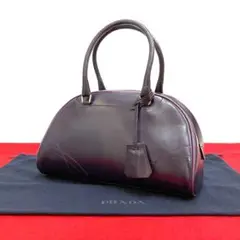 極 美品 プラダ レザー ボーリングバッグ ミニ ボストン ハンドバッグ 紫