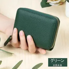 [Mandiva] ミニ財布 カードケース レディース 本革 グリーン