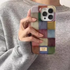 【新入荷】 チェック iPhone16pro スマホケース 韓国 カラフル