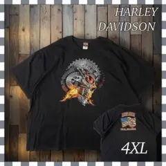 ハーレーダビッドソン メタルスカルヘッドプリントTシャツ 4XL 黒