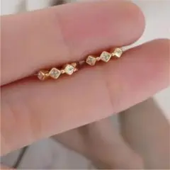 ピアス ゴールド 高級感 CZダイヤ 韓国 人気 シンプル K18コーティング